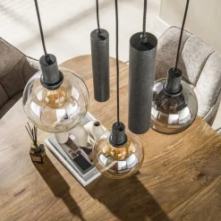 Kalfort Hanglampen|Glazen Hanglamp|Tessio 5-lichts Hanglamp Getrapt Multikleur glas