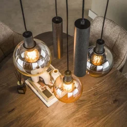 Kalfort Hanglampen|Glazen Hanglamp|Tessio 5-lichts Hanglamp Getrapt Multikleur glas
