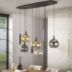 Kalfort Hanglampen|Glazen Hanglamp|Tessio 9-lichts Hanglamp Multikleur glas