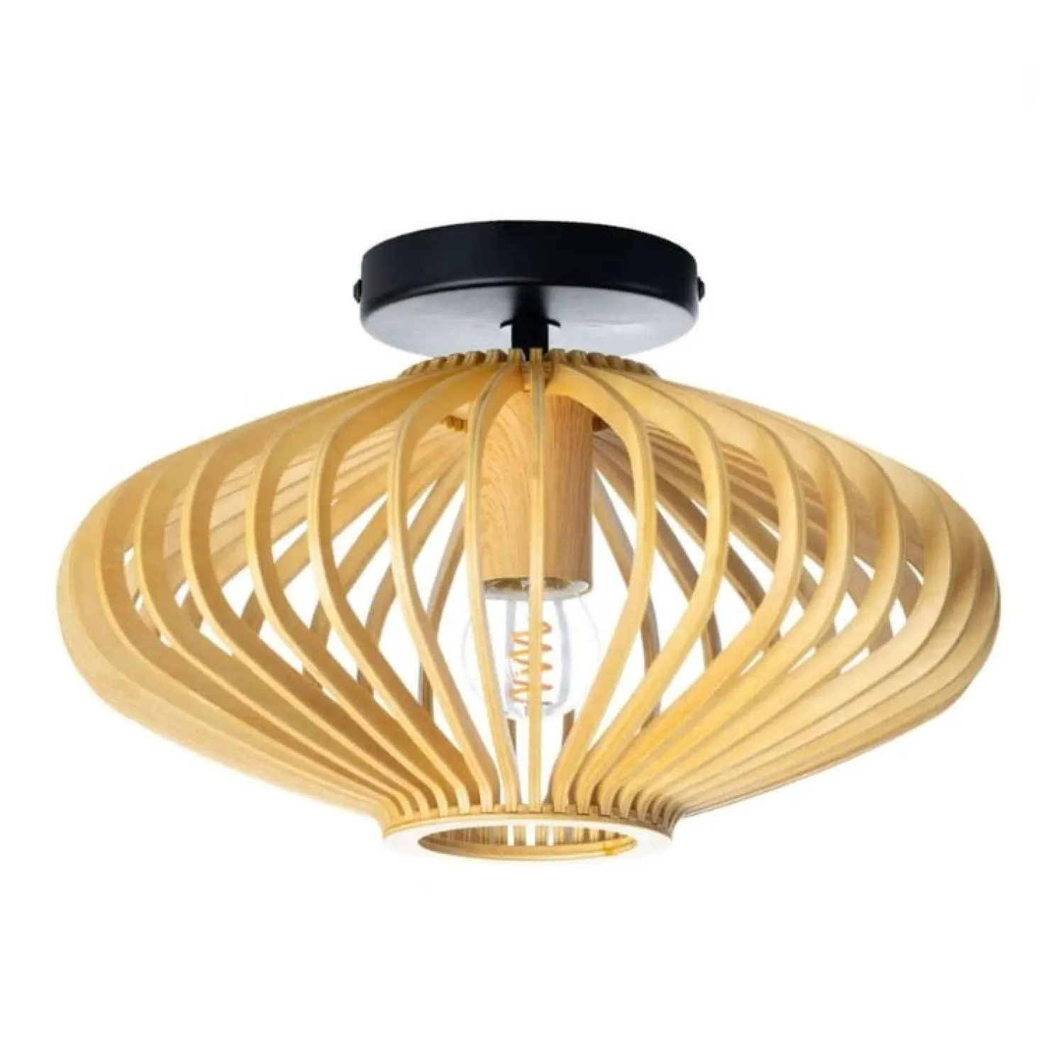 Trading Lighting Plafondlampen|Tess 1-lichts plafondlamp hout 30cm