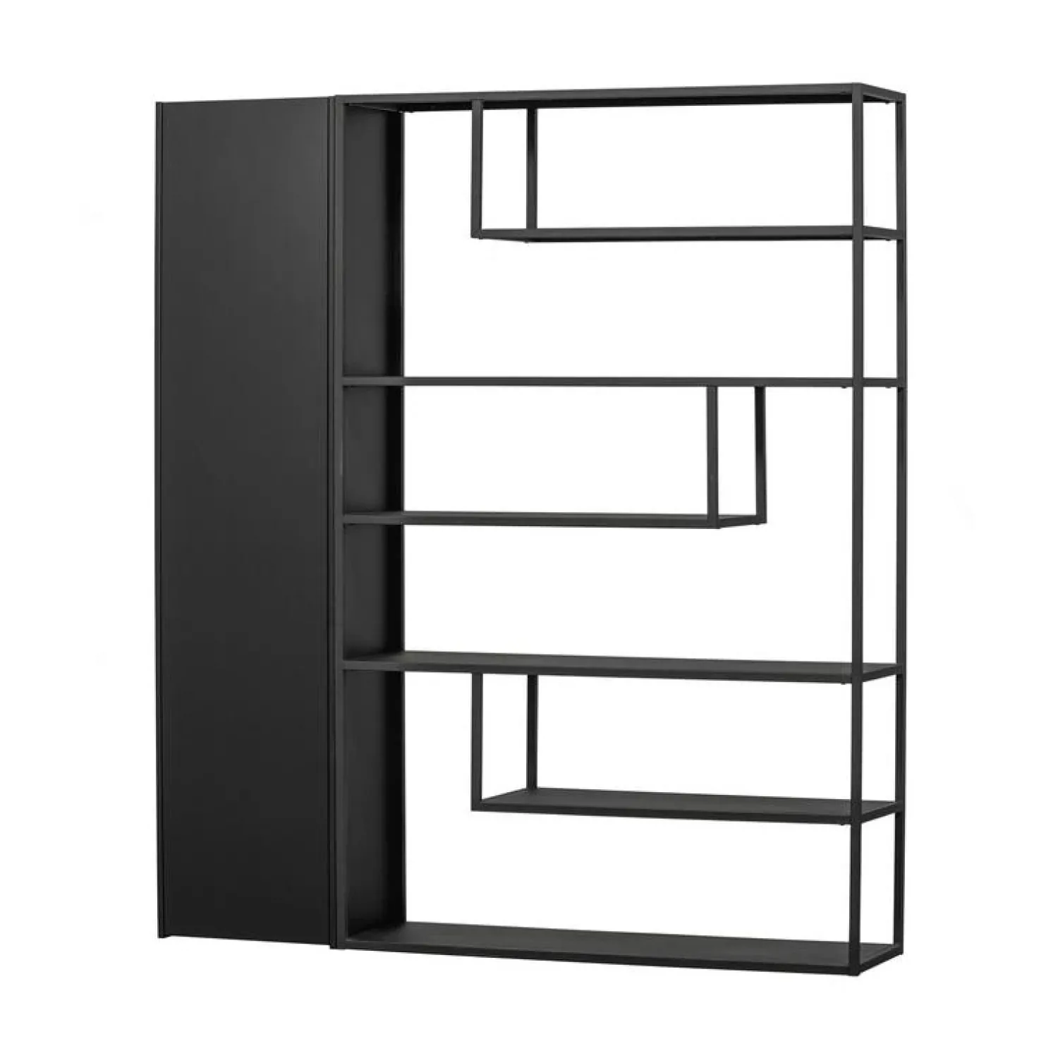 WOOOD Wandkasten|Industriele Kasten|Teun Wandkast smal Grenen zwart 44cm
