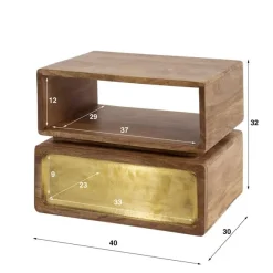 Kalfort Nachtkastjes|Industriele Kasten|Thiago Zwevend Nachtkastje 1 lade Mangohout 40 cm