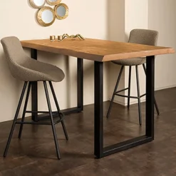 Tower living Eettafels|Tiago bartafel met U poot acacia hout naturel 140x90x95