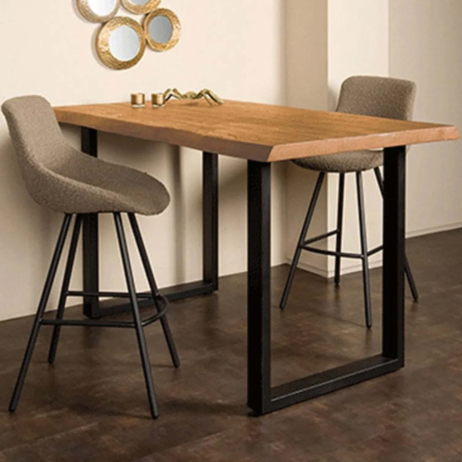 Tower living Eettafels|Tiago bartafel met U poot acacia hout naturel 140x90x95