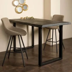 Tower living Eettafels|Tiago bartafel met U poot acacia hout zwart 140x90x95