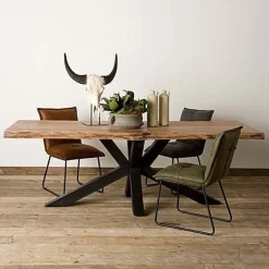 Tower living Eettafels|Tiago Boomstam Eettafel met spinpoot rechthoek acacia hout naturel 220×100