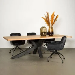 Tower living Eettafels|Tiago Eettafel met spinpoot rechthoek acacia hout naturel 220×100