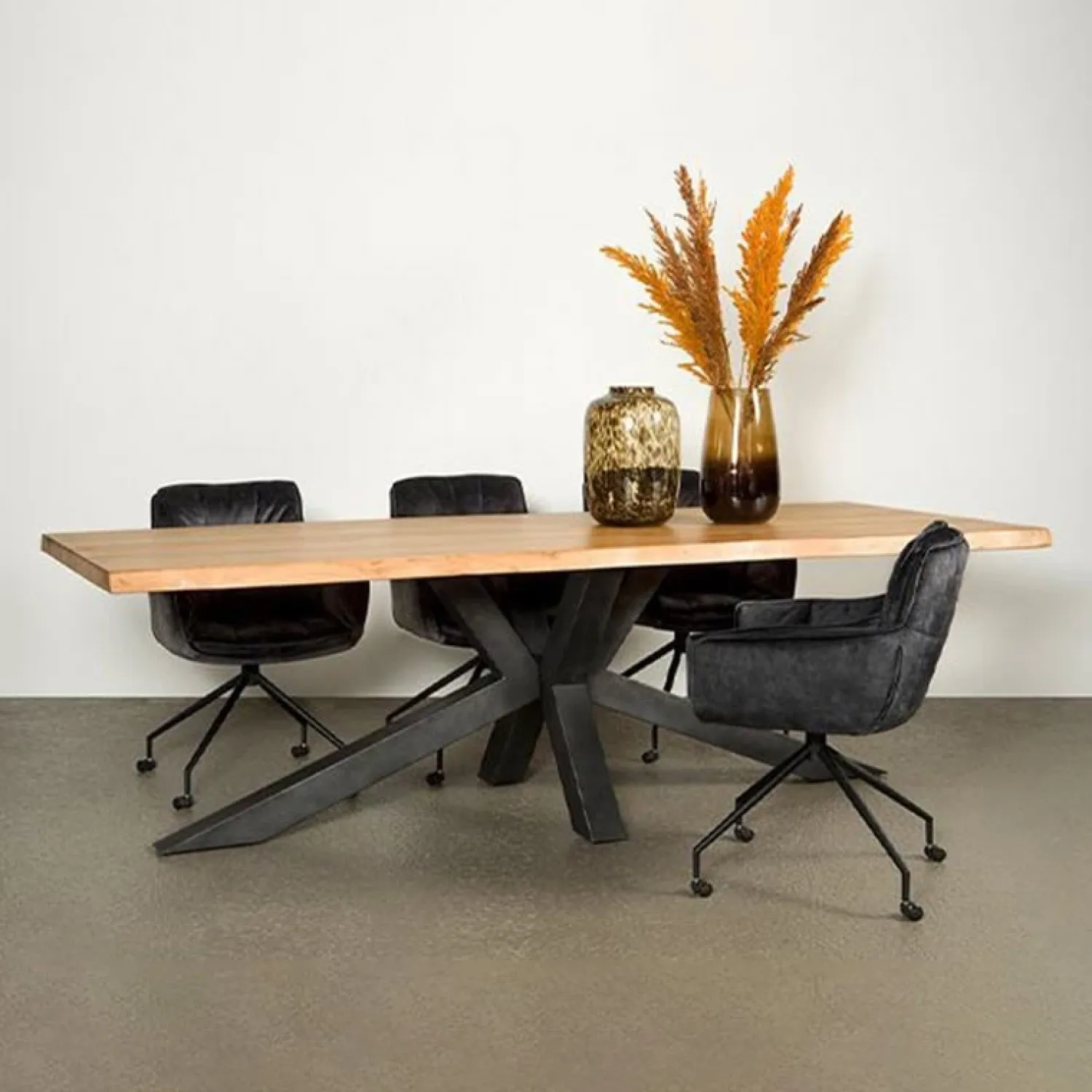 Tower living Eettafels|Tiago Eettafel met spinpoot rechthoek acacia hout naturel 260×100