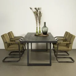 Tower living Eettafels|Tiago Eettafel met U poot rechthoek acacia hout zwart 240×100