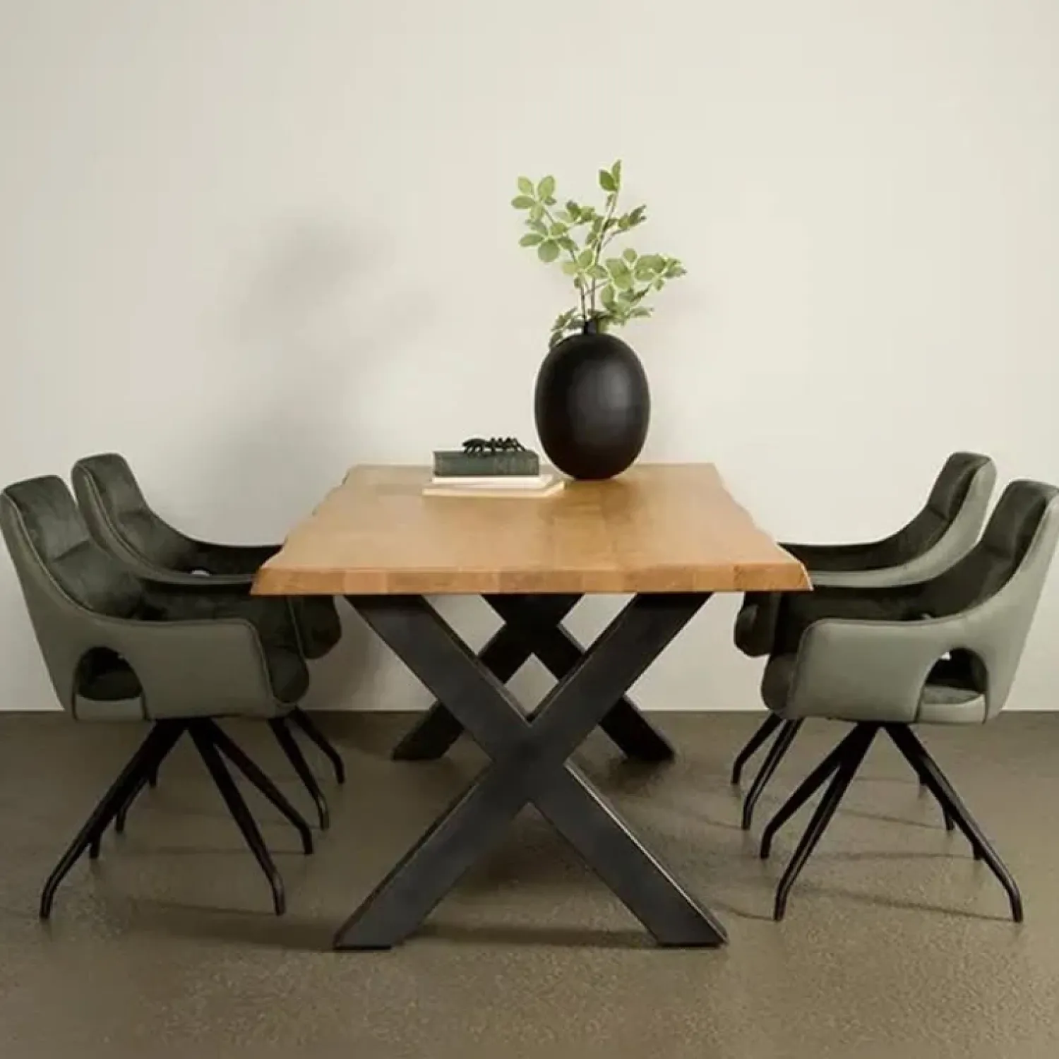 Tower living Eettafels|Tiago Eettafel met X poot rechthoek acacia hout naturel 200×100