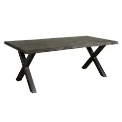 Tower living Eettafels|Tiago Eettafel met X poot rechthoek acacia hout zwart 220×100