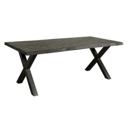 Tower living Eettafels|Tiago Eettafel met X poot rechthoek acacia hout zwart 240×100