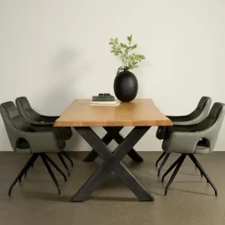 Tower living Eettafels|Tiago Eettafel met X poot rechthoek acacia hout naturel 240×100