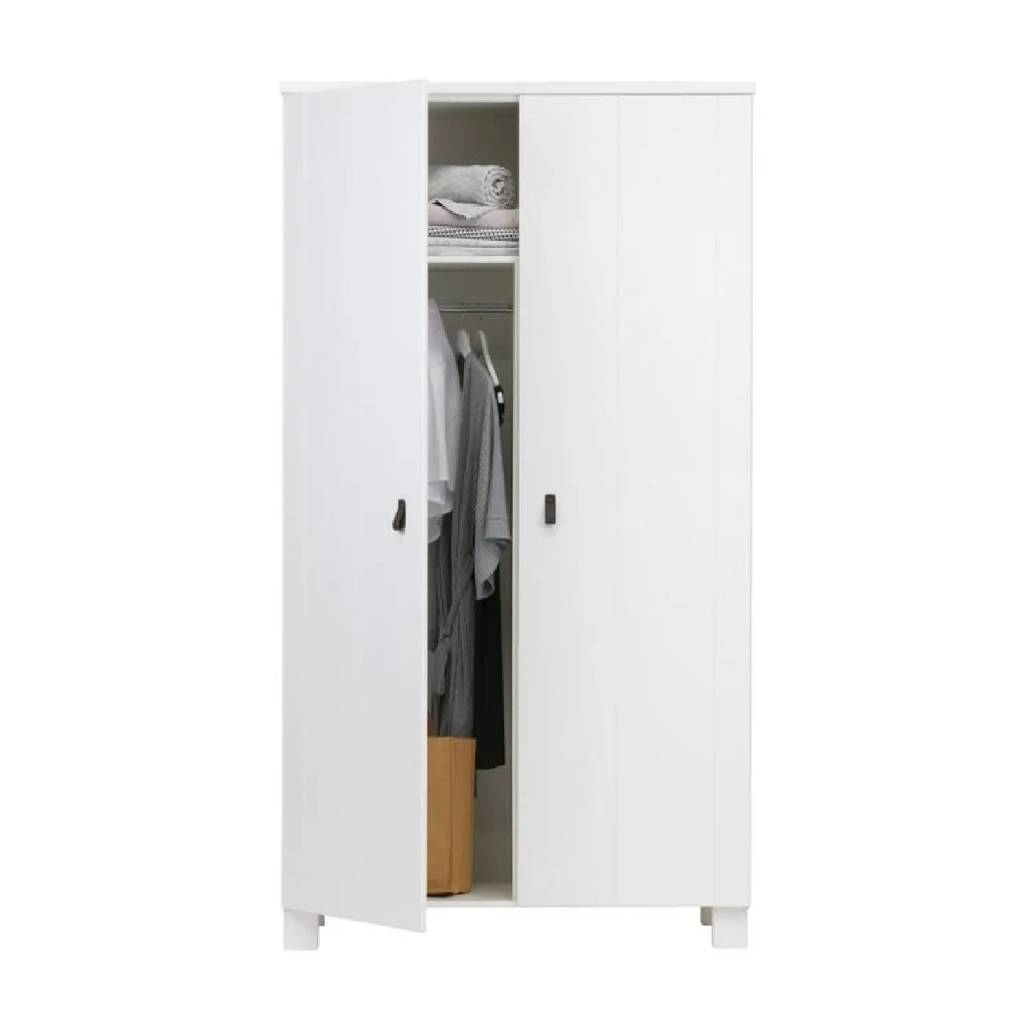 WOOOD Industriele Kasten|Kledingkasten|Ties Kledingkast Grenen Wit 111cm