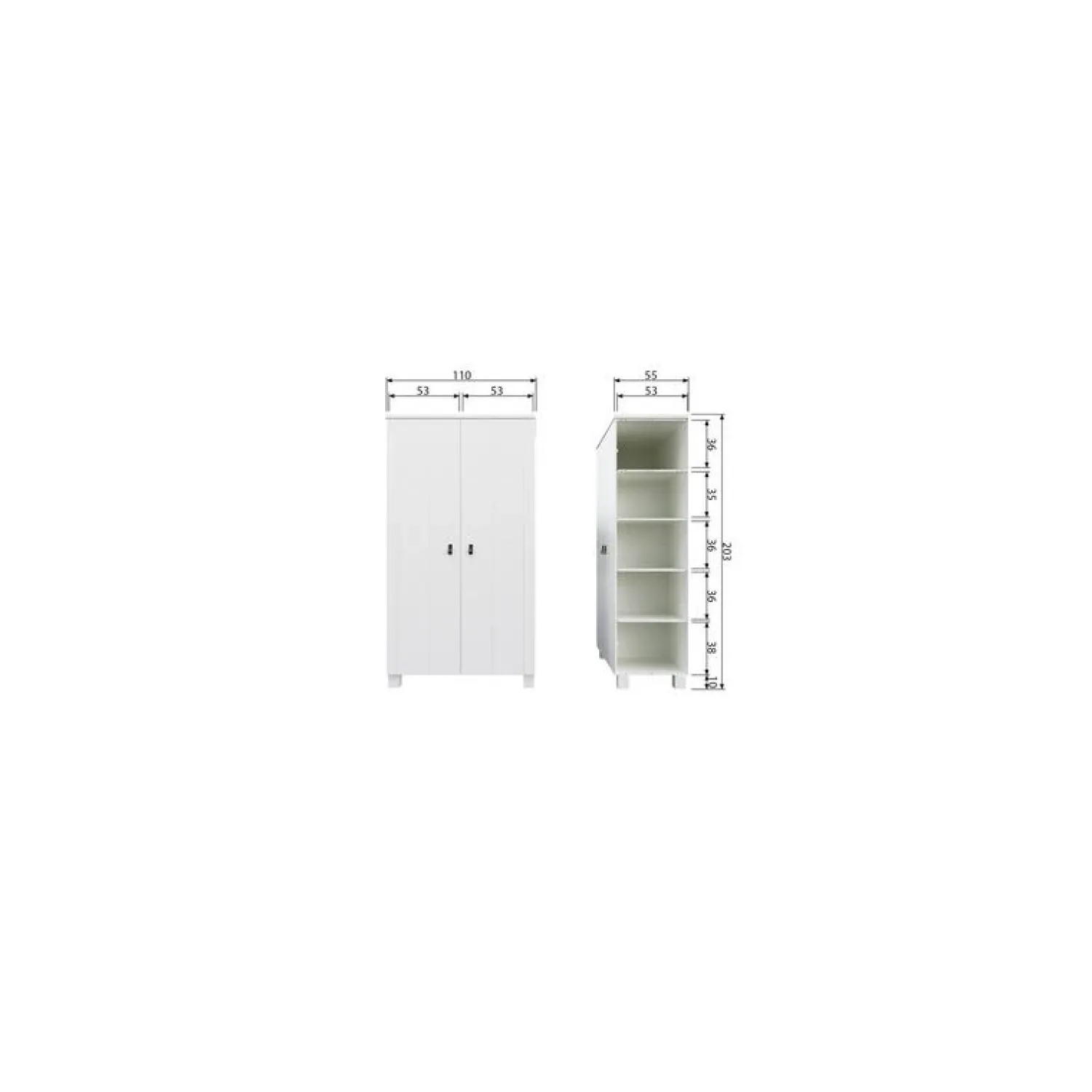 WOOOD Industriele Kasten|Kledingkasten|Ties Kledingkast Grenen Wit 111cm