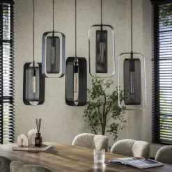 Kalfort Hanglampen|Tindy 5-lichts hanglamp industrieel artic zwart