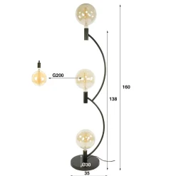 Kalfort Vloerlampen|Tio 3-lichts Vloerlamp Bruin