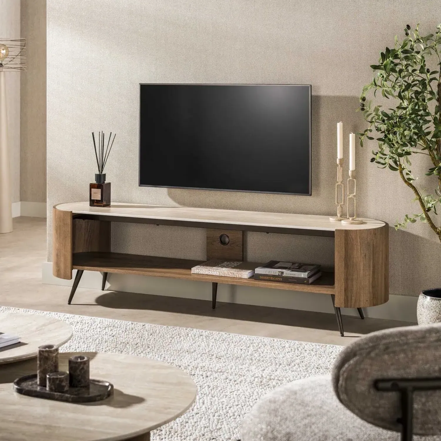 Kalfort Industriele Kasten|Tv Meubels|Tio Tv meubel Keramiek Hout 180cm