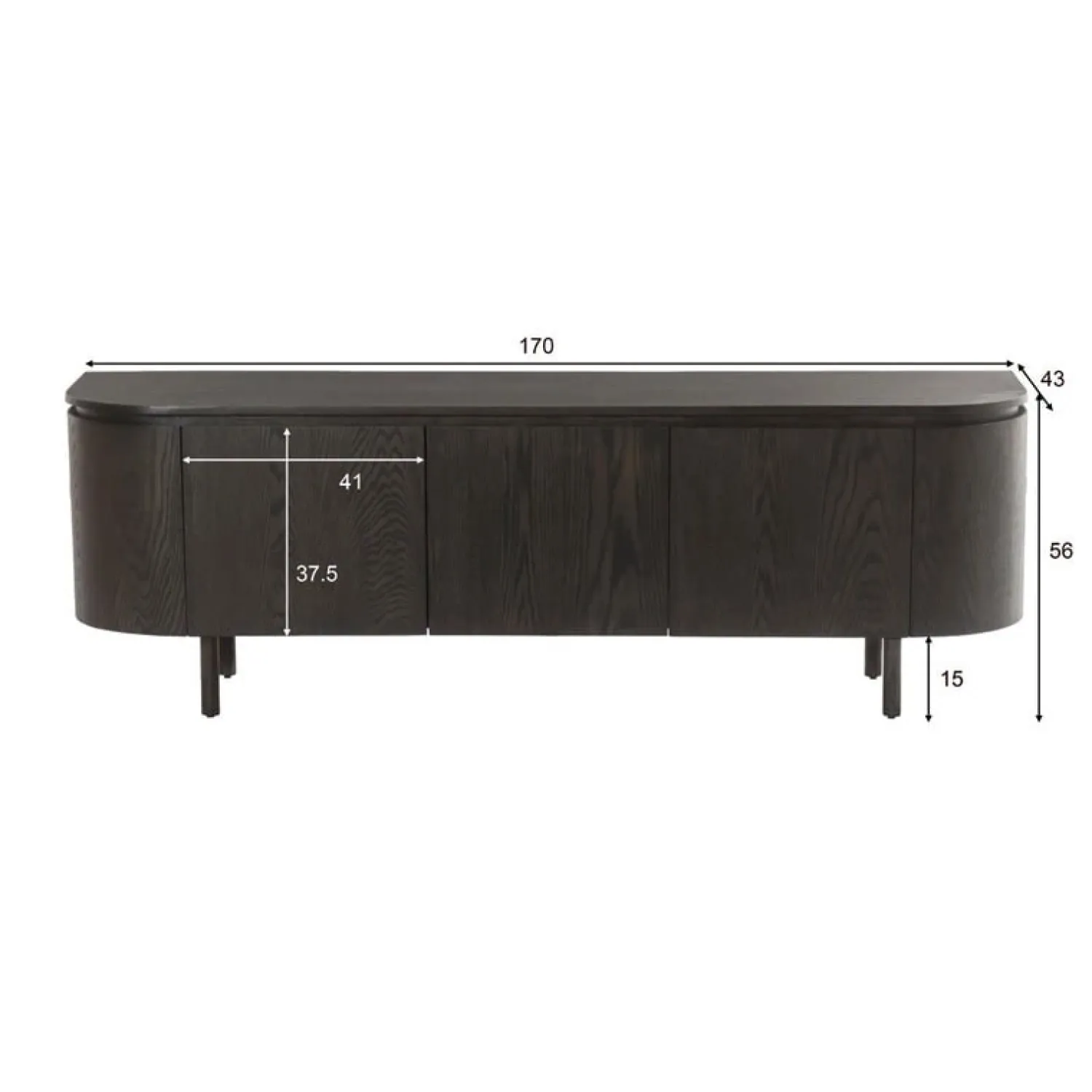 Livingfurn Industriele Kasten|Tv Meubels|Tobago Tv meubel Espresso eiken 170cm