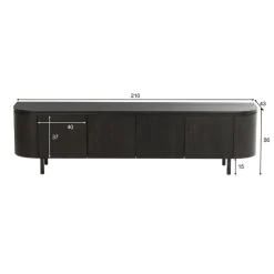 Livingfurn Industriele Kasten|Tv Meubels|Tobago Tv meubel Espresso eiken 210cm