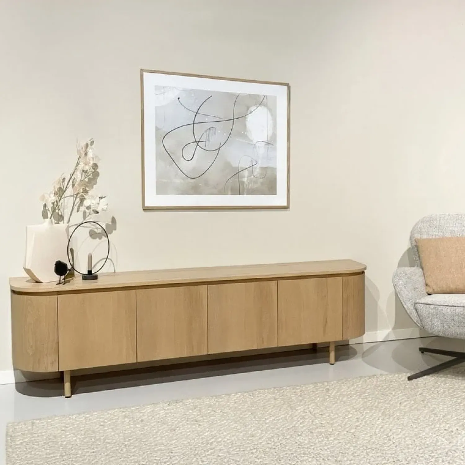 Livingfurn Industriele Kasten|Tv Meubels|Tobago Tv meubel naturel eiken 210cm