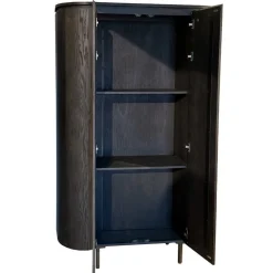 Livingfurn Wandkasten|Industriele Kasten|Tobago Wandkast hoog Espresso eiken 180cm