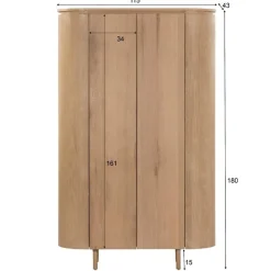 Livingfurn Wandkasten|Industriele Kasten|Tobago Wandkast hoog naturel eiken 180cm