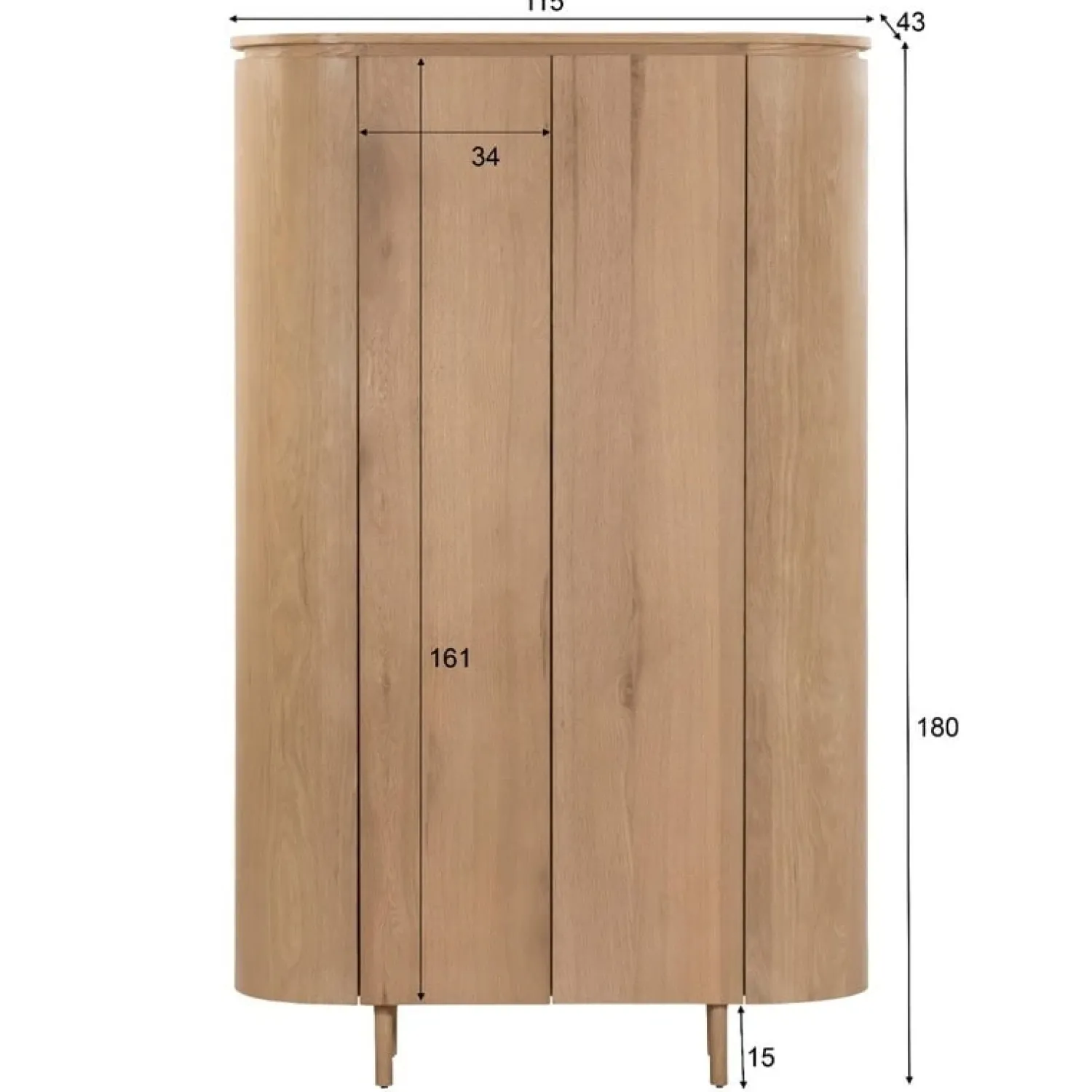 Livingfurn Wandkasten|Industriele Kasten|Tobago Wandkast hoog naturel eiken 180cm