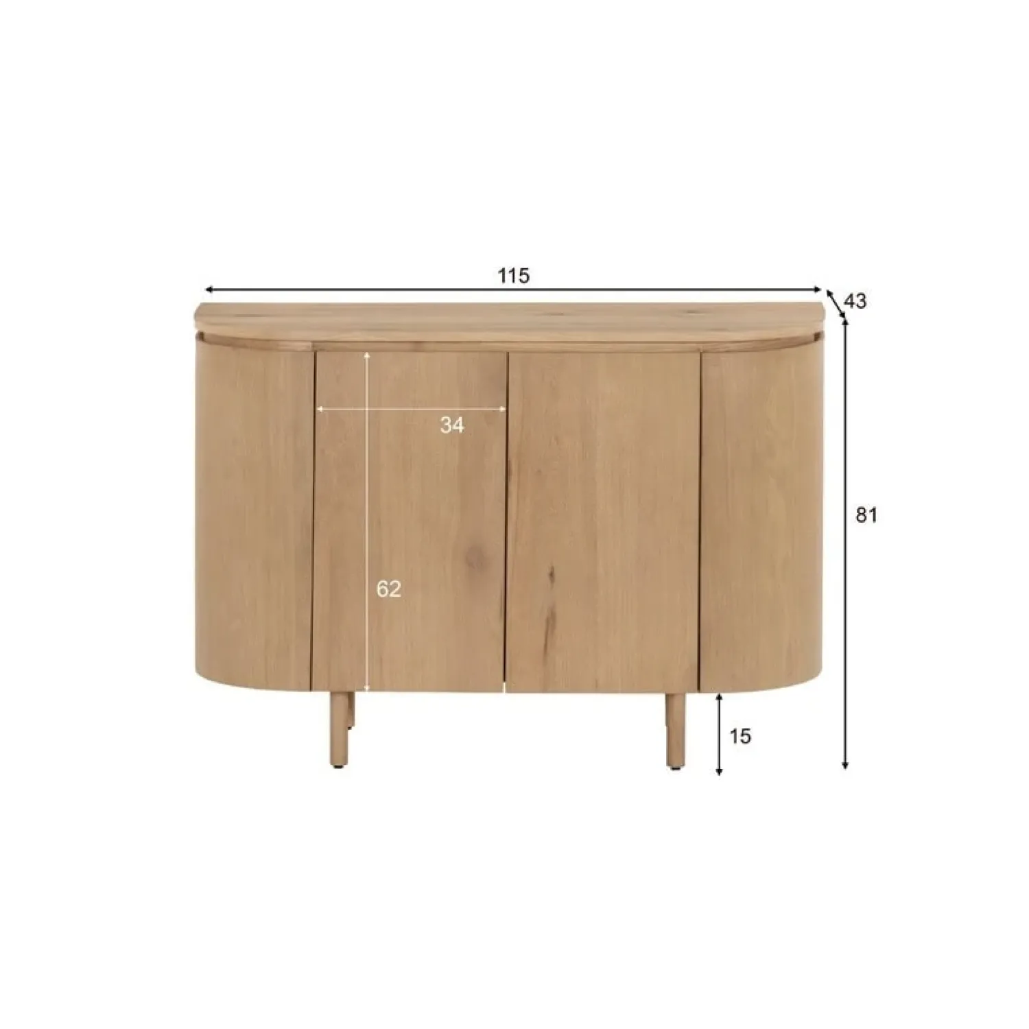 Livingfurn Dressoirs|Industriele Kasten|Tobago Wandkast laag naturel eiken 115cm