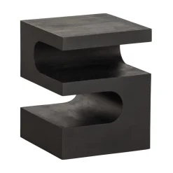 WOOOD Industriele Kasten|Nachtkastjes|Toma Bijzettafel Mangohout Zwart 40cm