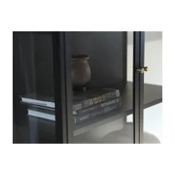 LykkeHome Vitrinekasten|Industriele Kasten|Tommy Vitrinekast Zwart 90cm