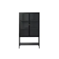 LykkeHome Vitrinekasten|Industriele Kasten|Tommy Vitrinekast Zwart 90cm