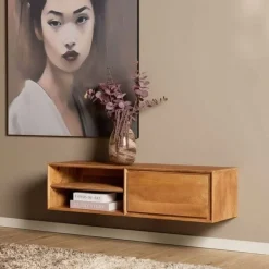 Furndea Industriele Kasten|Tv Meubels|Tony Zwevend Tv meubel Naturel Mangohout 120 cm