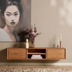 Furndea Industriele Kasten|Tv Meubels|Tony Zwevend Tv meubel Naturel Mangohout 160 cm