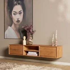 Furndea Industriele Kasten|Tv Meubels|Tony Zwevend Tv meubel Naturel Mangohout 160 cm