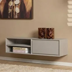 Furndea Industriele Kasten|Tv Meubels|Tony Zwevend Tv meubel Taupe Mangohout 120 cm