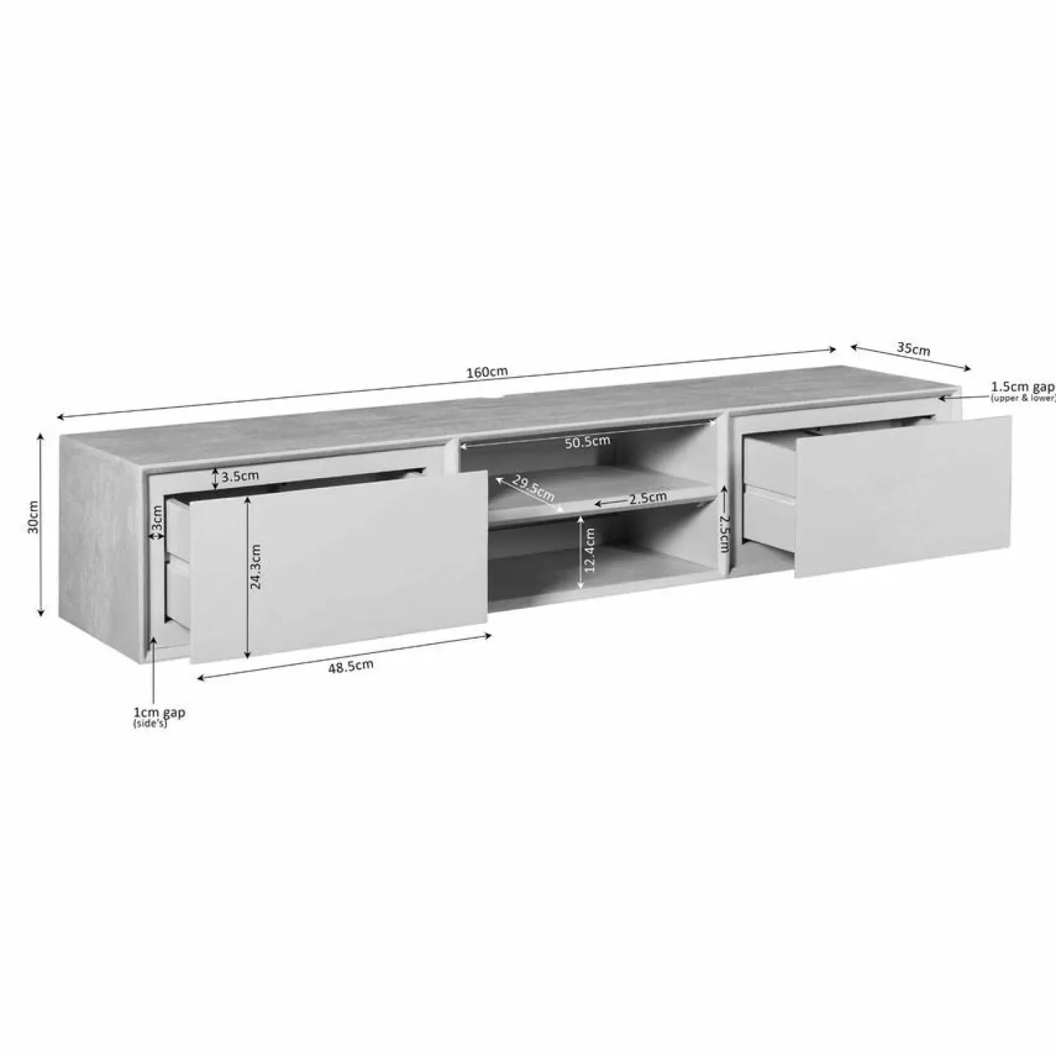 Furndea Industriele Kasten|Tv Meubels|Tony Zwevend Tv meubel Taupe Mangohout 160 cm