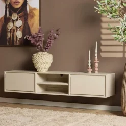 Furndea Industriele Kasten|Tv Meubels|Tony Zwevend Tv meubel Zand Mangohout 160 cm