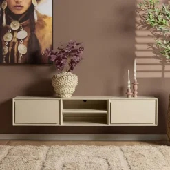 Furndea Industriele Kasten|Tv Meubels|Tony Zwevend Tv meubel Zand Mangohout 160 cm
