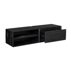 Furndea Industriele Kasten|Tv Meubels|Tony Zwevend Tv meubel Zwart Mangohout 120 cm