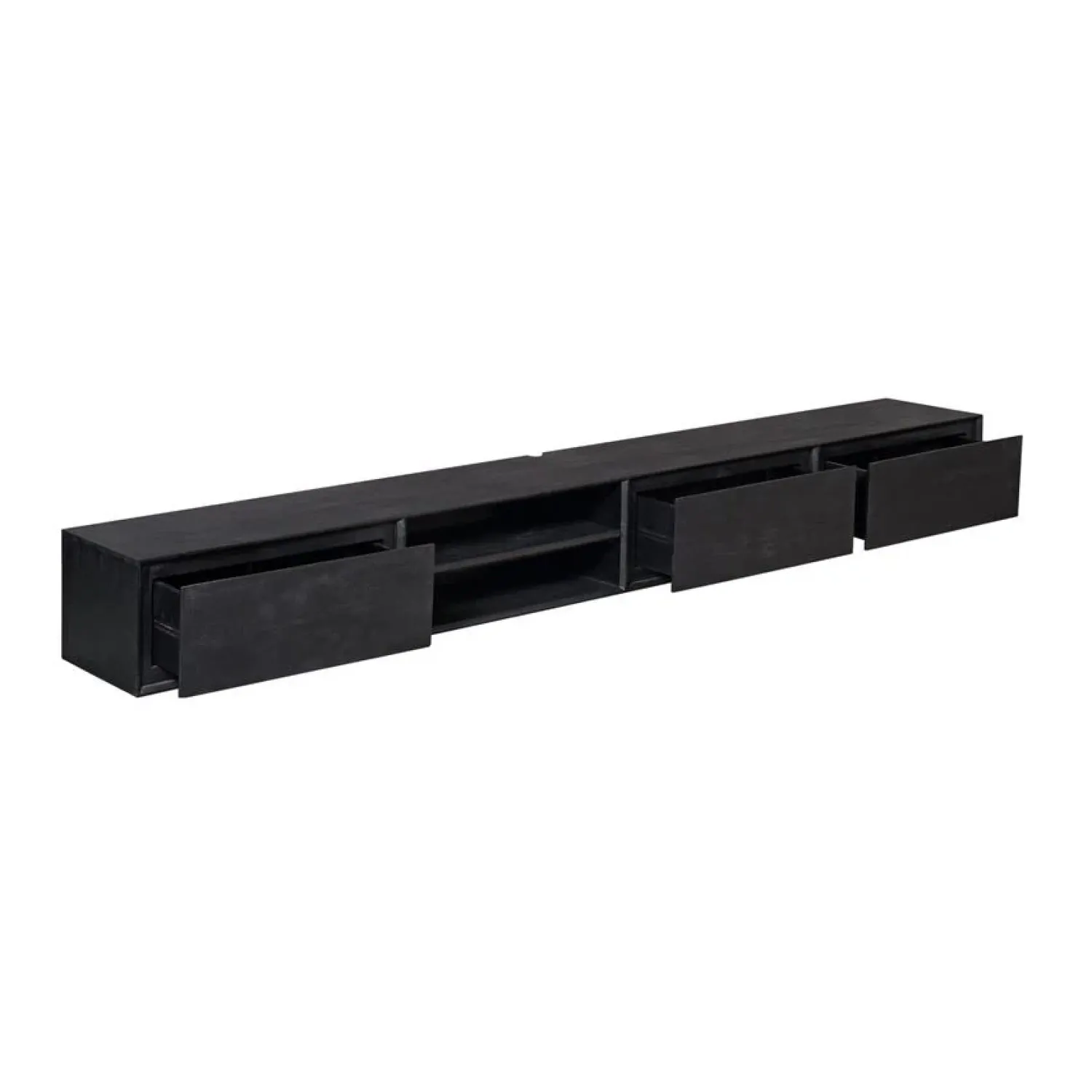 Furndea Industriele Kasten|Tv Meubels|Tony Zwevend Tv meubel Zwart Mangohout 240 cm