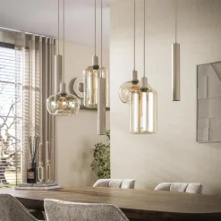 Kalfort Hanglampen|Glazen Hanglamp|Tulsa 7-lichts Hanglamp Beige