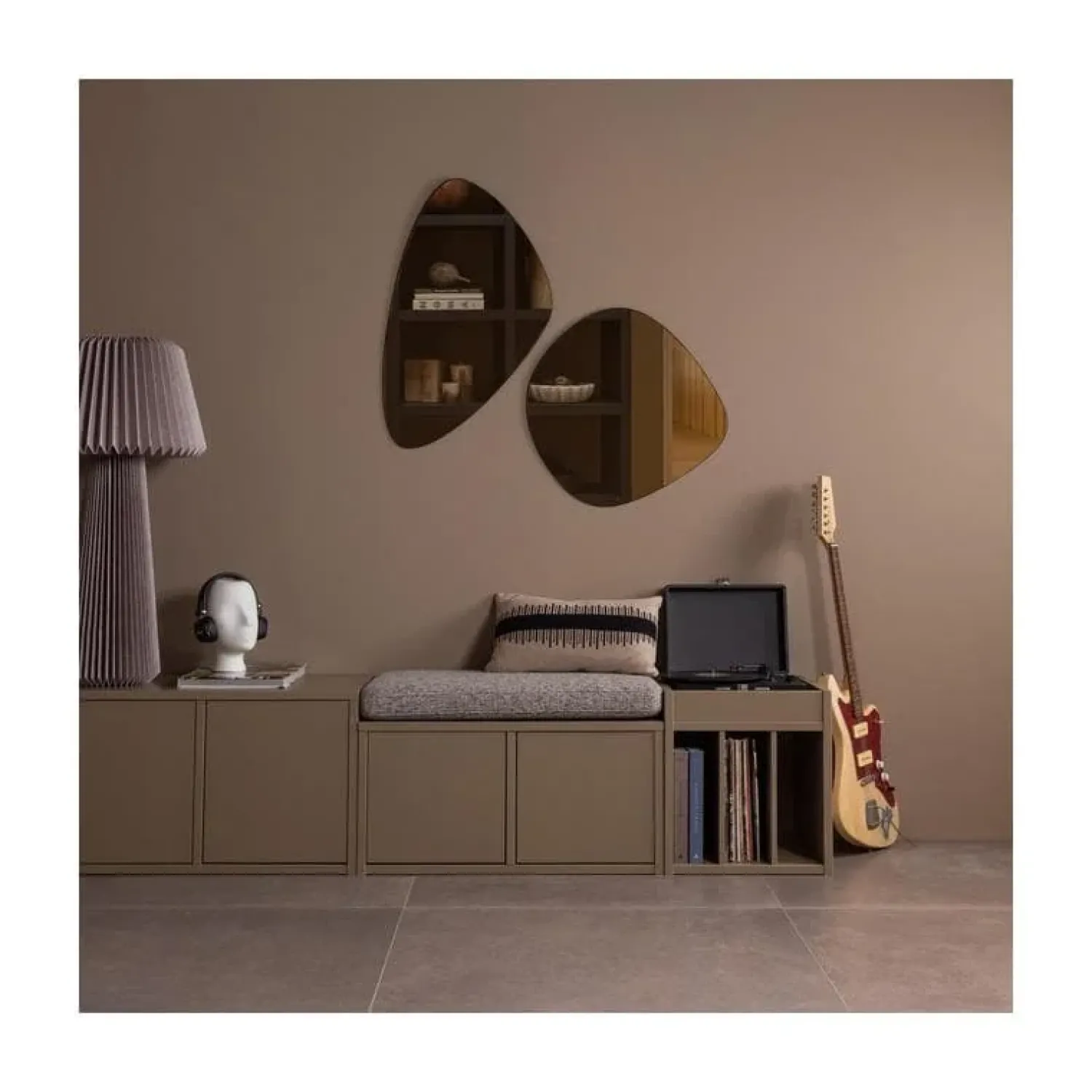 WOOOD Vakkenkasten|Industriele Kasten|Turner Platenkast Grenen Mud 44cm