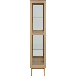 Nordhavn Vitrinekasten|Industriele Kasten|Tuvra Vitrinekast Hoog Naturel Eiken 94cm