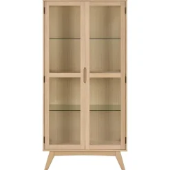 Nordhavn Vitrinekasten|Industriele Kasten|Tuvra Vitrinekast Hoog Naturel Eiken 94cm