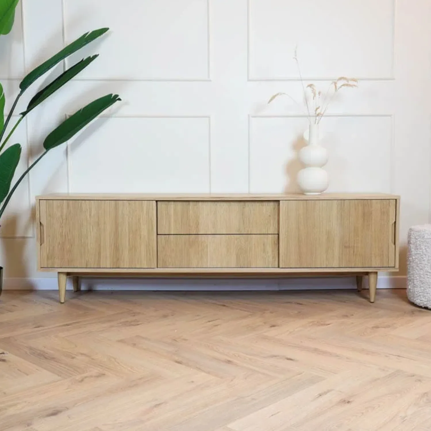 Label51 Industriele Kasten|Tv Meubels|Tv meubel Jule Naturel Eikenhout 200cm