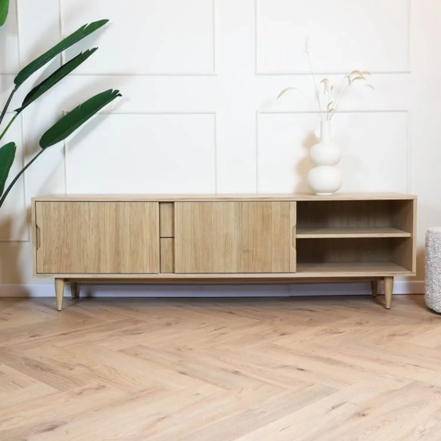 Label51 Industriele Kasten|Tv Meubels|Tv meubel Jule Naturel Eikenhout 200cm
