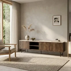Eleonora Industriele Kasten|Tv Meubels|TV meubel Lio mangohout 3 deurs 200cm