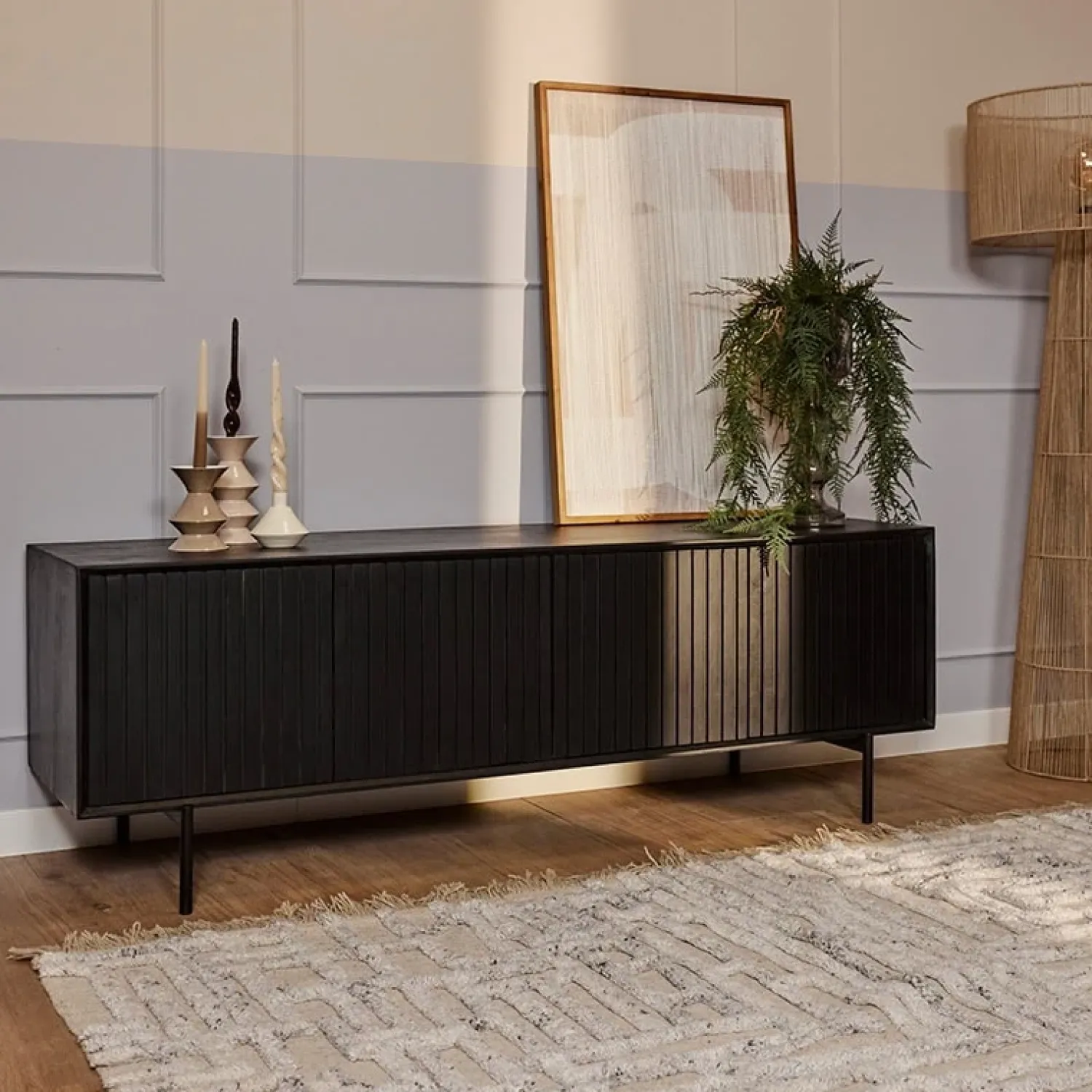 Furndea Industriele Kasten|Tv Meubels|Tv meubel Martin 165 cm zwart
