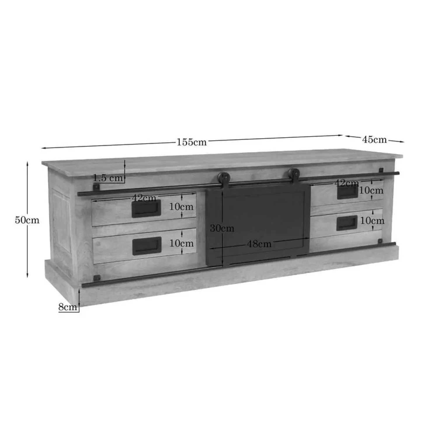 Furndea Industriele Kasten|Tv Meubels|Tv meubel Trenso Mangohout 155 cm